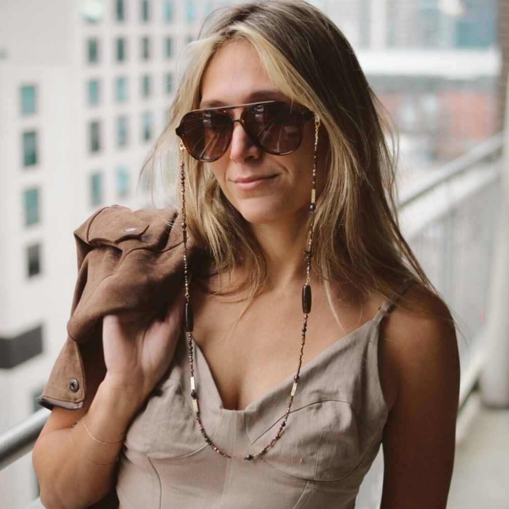 "Haze" Agate and Tigers Eye Sunglasses Eyeglasses Chain